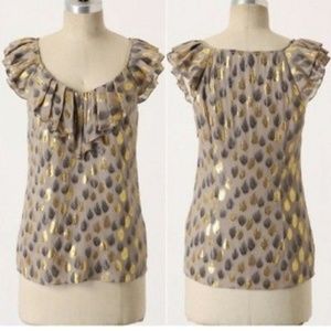 Leifsdottir Silver and Gold Leaf Print Shirt